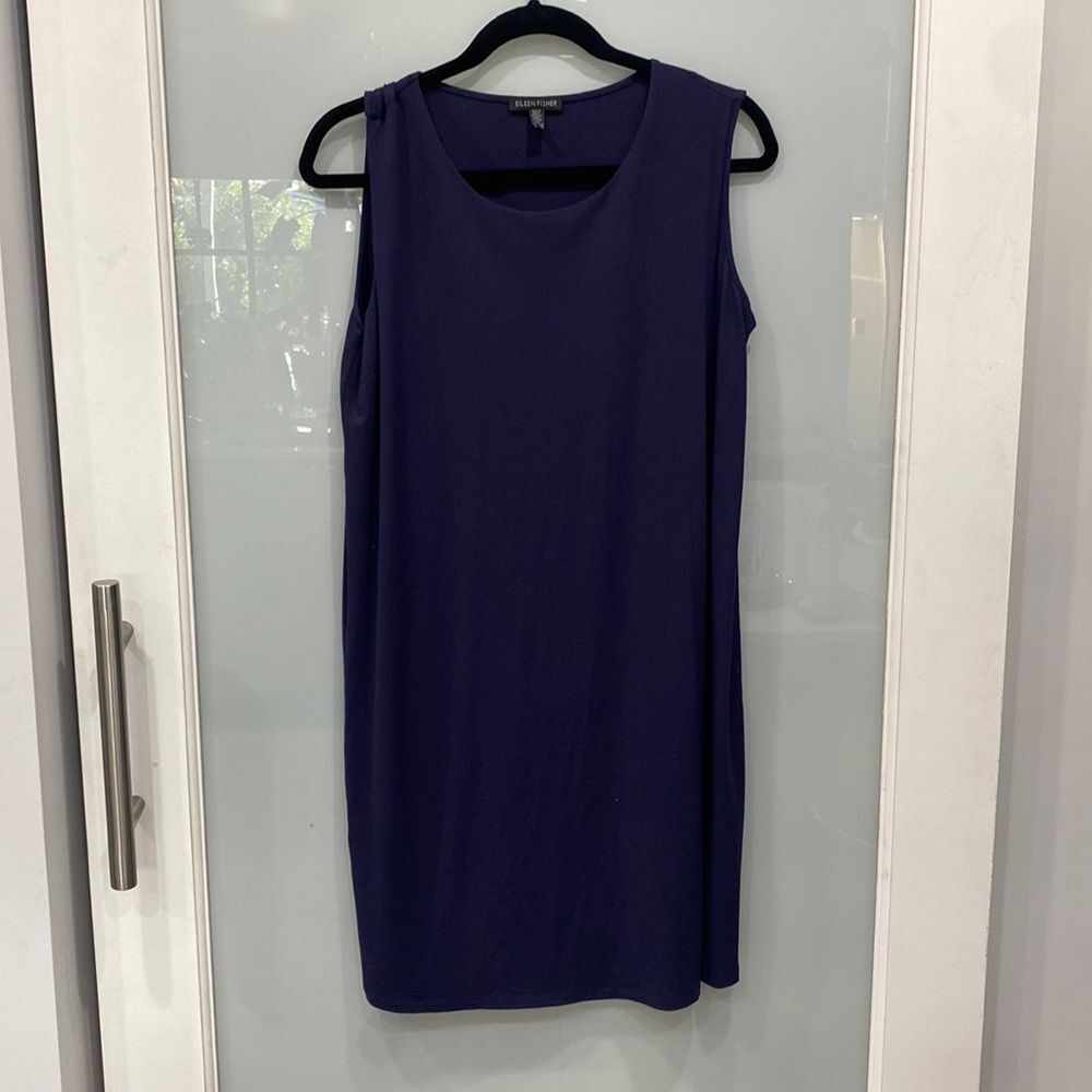 Eileen Fisher Women's Navy Plus Slip Sleeveless Work Wear Dress Sz Small
